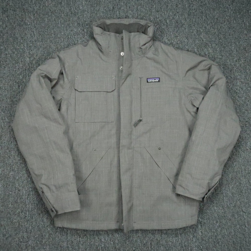 Patagonia Jacket Mens Small Gray Wanaka Down Full Zip Pockets Quilted H2NO